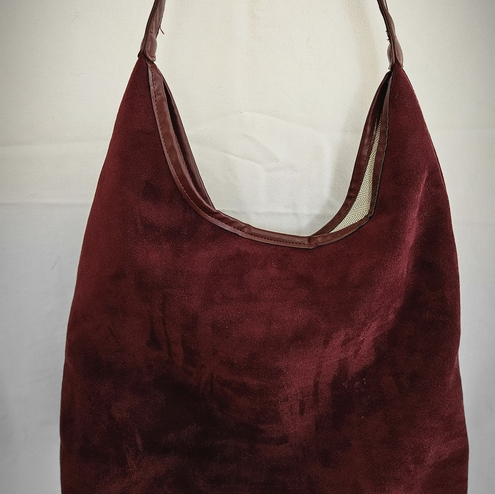 Women's Burgundy Suede Shoulder Bag